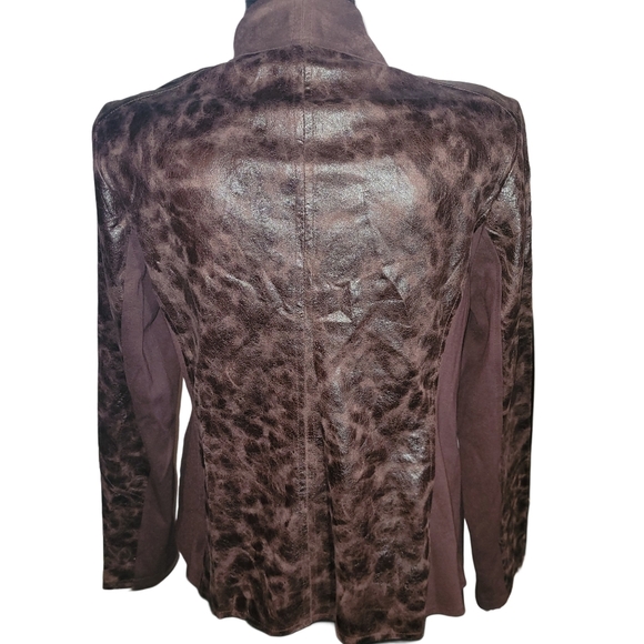 Marie Claire Brown Faux Leather Waterfall Cardigan Jacket - Picture 6 of 7